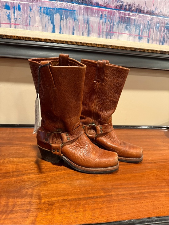 Frye Shoes - Frye Brown Leather Mid-Calf Harness Boots